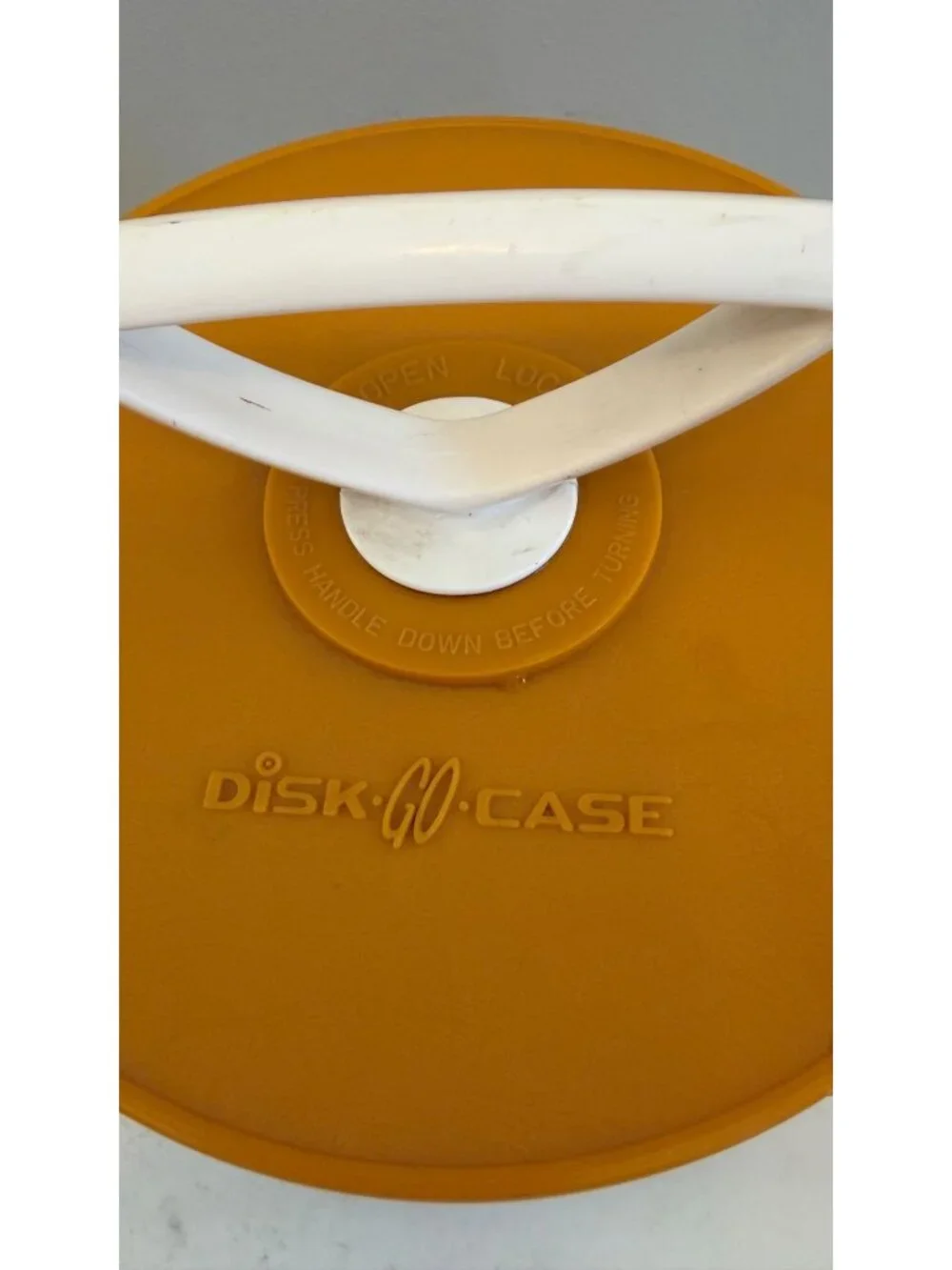 Vintage Disk-Go-Case 45 RPM Vinyl Record Storage Organizer Yellow Plastic Retro